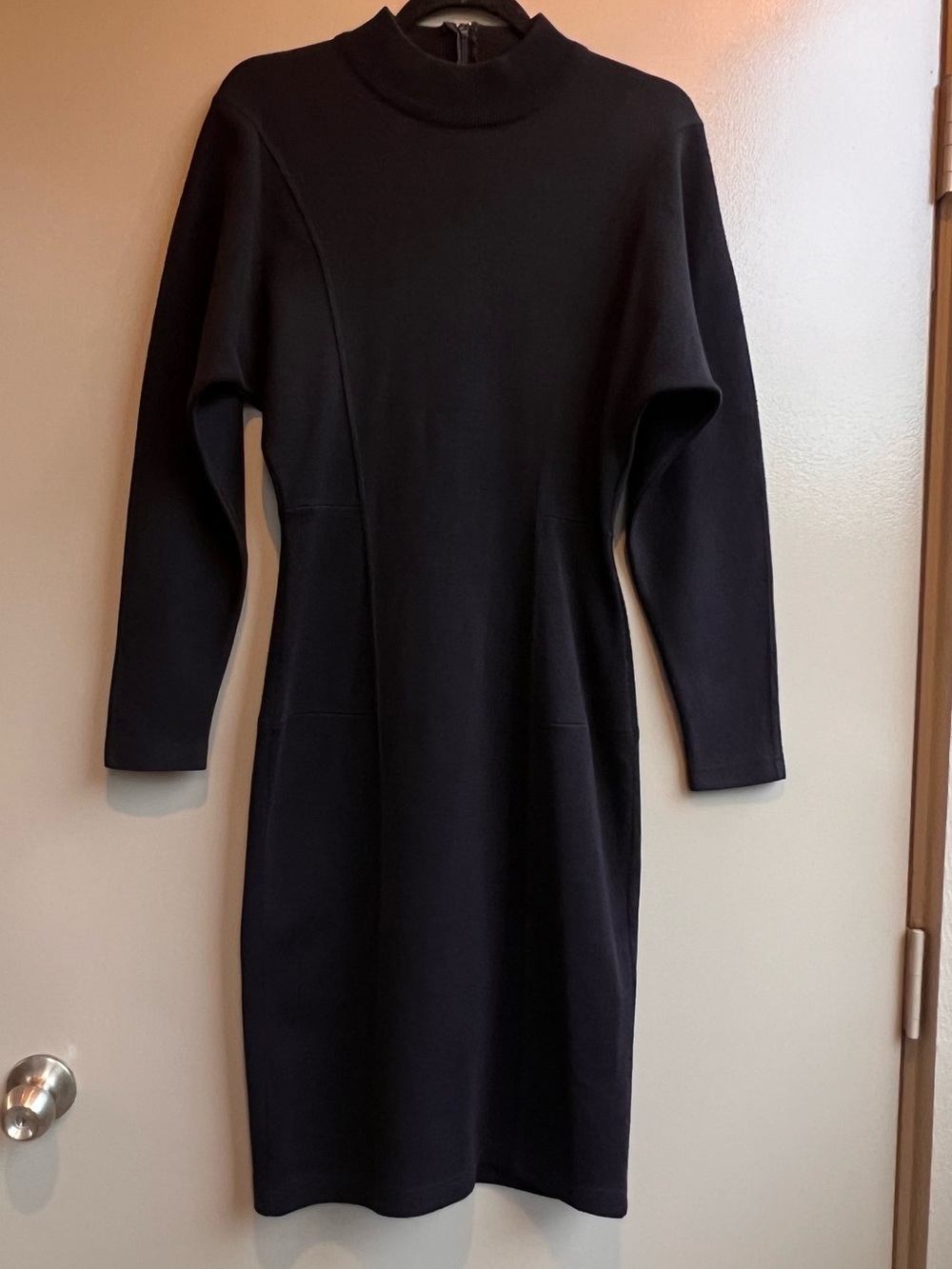 Outlander Black Size S Minimalist Knit Dress Office Bodycon Midi Quiet Luxury - Picture 9 of 15
